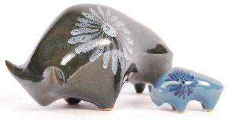TWO 1960'S CERAMIC BULLS BY ELIZABETH SKIPWORTH