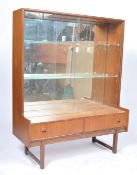 1960'S RETRO VINTAGE TEAK WOOD MIRROR BACKED DISPLAY CABINET