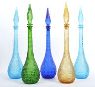 COLLECTION OF EMPOLI ITALIAN GLASS GENIE BOTTLES