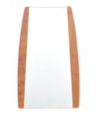 1970'S RETRO VINTAGE TEAK WOOD FRAMELESS MIRROR