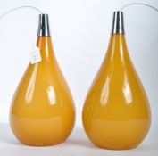 PAIR OF ORIGINAL 1970'S GOLDEN AMBER TEARDROP LIGH
