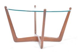 DANISH 1960'S RETRO VINTAGE TEAK WOOD AND GLASS COFFEE TABLE