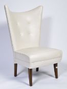 ORIGINAL 20TH CENTURY WHITE FAUX LEATHER BEDROOM CHAIR