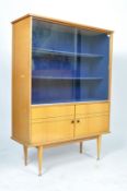 MID 20TH CENTURY BELIEVED ITALIAN BEECH & GLASS DISPLAY CABINET