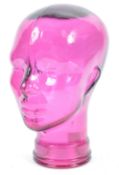 20TH CENTURY ART DECO STYLE PINK GLASS SHOP DISPLAY HEAD