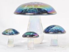 HERON GLASS GROUP OF THREE GLASS MUSHROOMS