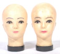 PAIR OF 20TH CENTURY RETRO VINTAGE MANNEQUIN HEADS