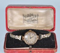 An Art Deco 9ct gold cased ladies wrist watch by P