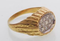 A yellow gold gentlemans diamond cluster ring havi