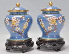 A pair of 20th Century Chinese cloisonne vases of