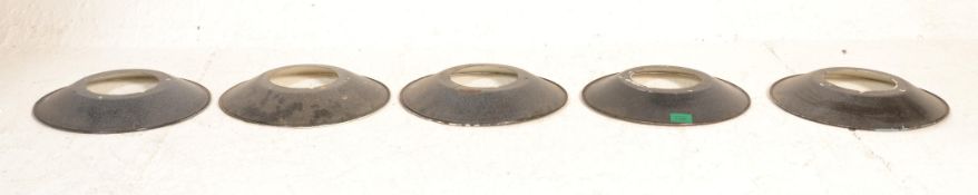 A set of six mid century Industrial black enamelle