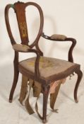 A 19th century mahogany and marquetry inlaid armch