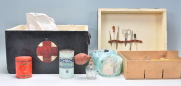 A vintage 20th Century wooden ebonised medical box
