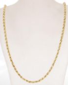 A stamped 750 18ct gold rope twist necklace chain