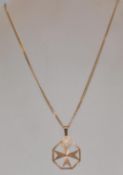 A hallmarked 9ct gold fine flat link necklace chai