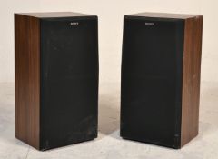 A pair of Sony teak wood cased hi-fi speakers with