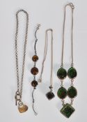 A collection of silver jewellery to include a coll