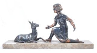 1920'S ART DECO STYLE BRONZE EFFECT MARBLE BASED G