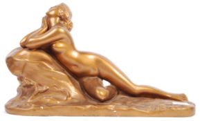 ANTIQUE ART DECO FRENCH GOLD PLASTER STATUE OF A N