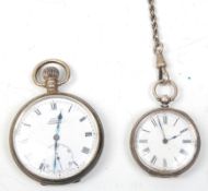 Two silver hallmarked antique pocket watches to include a Kay's Keyless Triumph pocket watch with