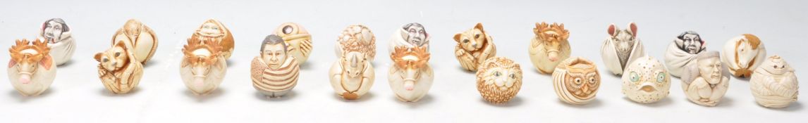 A group of twenty two Harmony Kingdom resin figurines / small boxes in the form of various animals