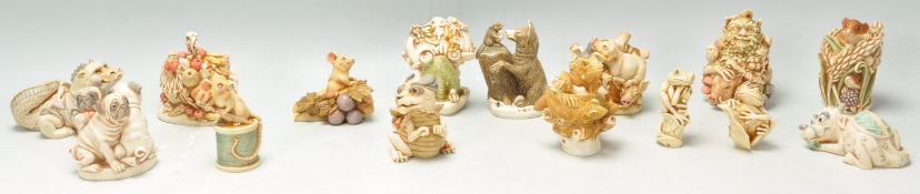 A group of fifteen animals / magical creature related Harmony Kingdom Figurines to include dragon