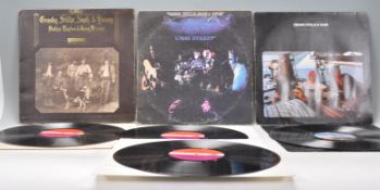 A group of three vinyl long play LP record albums by Crosby, Stills, Nash & Young to include –