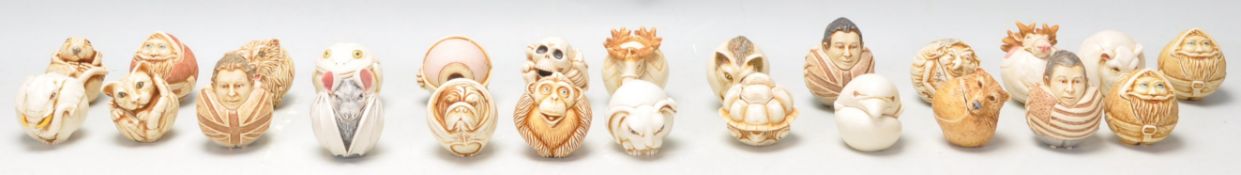 A group of twenty five Harmony Kingdom resin novelty spherical figurines boxes to include Queen