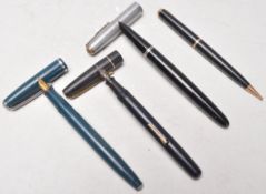 A group of vintage ink writing pens to include a Platignum 'Regal' pen, a Parker  fountain pen, a