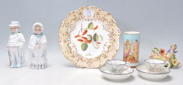 A collection of antique ceramics to include a 19th Century Spode style cabinet plate having gilt and