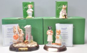 A group of Beswick Beatrix Potter porcelain groups figures to include 'Hiding From The Cat' raised