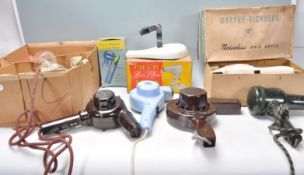 A mixed group of vintage retro 20th Century hair dryers and other appliances to include Morphy