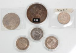 A group of coin dating from the 19th Century to include a 1890 silver shilling, 1890 Victorian