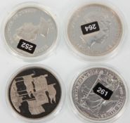 A group of four fine silver English coins to include 1oz 2016 Britannia £2 coin, Jersey 1996 two