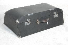 A good vintage 20th Century leather cased travel motoring car trunk suitcase having chrome