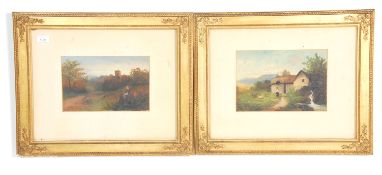 G Bates - A pair of late 19th / early 20th Century oil paintings one depicting a seated female