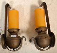 A set of 3 20th century brass and glass single sco