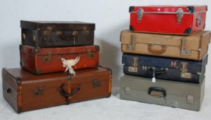 A mixed group of six vintage and retro travel cases of varying materials and designs to include