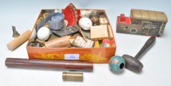 A collection of vintage and antique collectable, sewing and stationery items to include an early