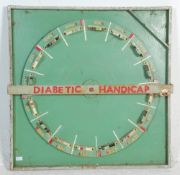 A vintage retro 1970's wall mounting charity fairground spinning horse racing game, constructed from