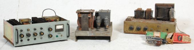 A vintage mid 20th Century CTH valve amplifier along with a selection of spare valves and