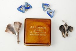 A stamped 835 Danish silver brooch (signed Weimar) in the form of a flower together with a silver