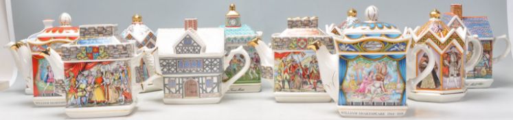 A collection of eleven Sadler collectable teapots to include Henry VIII's six wives teapots, a '