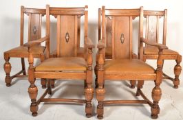 A good set of 6 Edwardian oak inlaid dining chairs