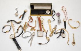 A good mix group of ladies and gentlemen's wrist watches with many set to leather straps and other