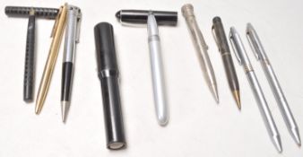 A group of nine mixed vintage writing pens to include a Flo-Master felt tip pen, a gilt paper mate