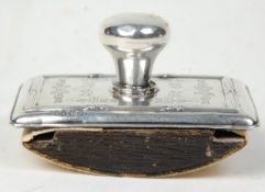 An early 20th Century Edwardian leather and silver hallmarked blotter having finley engraved