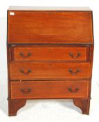 An Edwardian  mahogany inlaid fall front bureau desk having satin wood inlay with a fall front