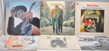 A group of six Vinyl Long Play LP Record albums by Bob Dylan to include Bringing It All Back Home,