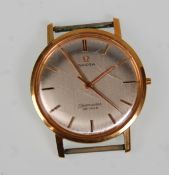 A vintage gentleman's Omega Seamaster De Ville 9ct gold cased wrist watch having a silver brushed